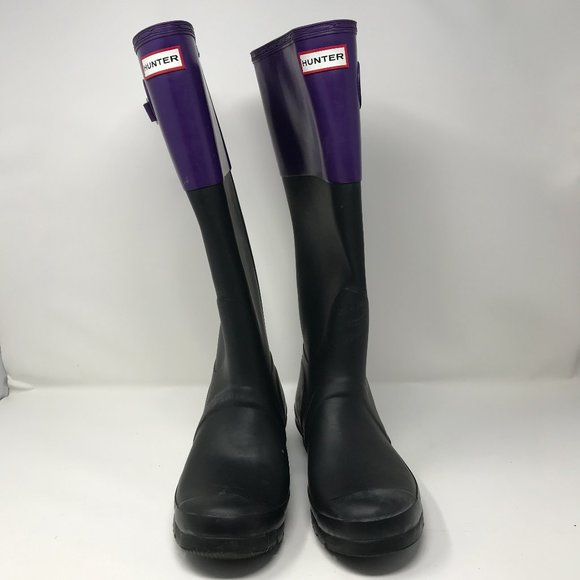 Hunter Original Color Block W25229 Women’s Tall Black/Purple - Picture 2 of 6